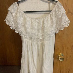 White Scoop Neck Dress